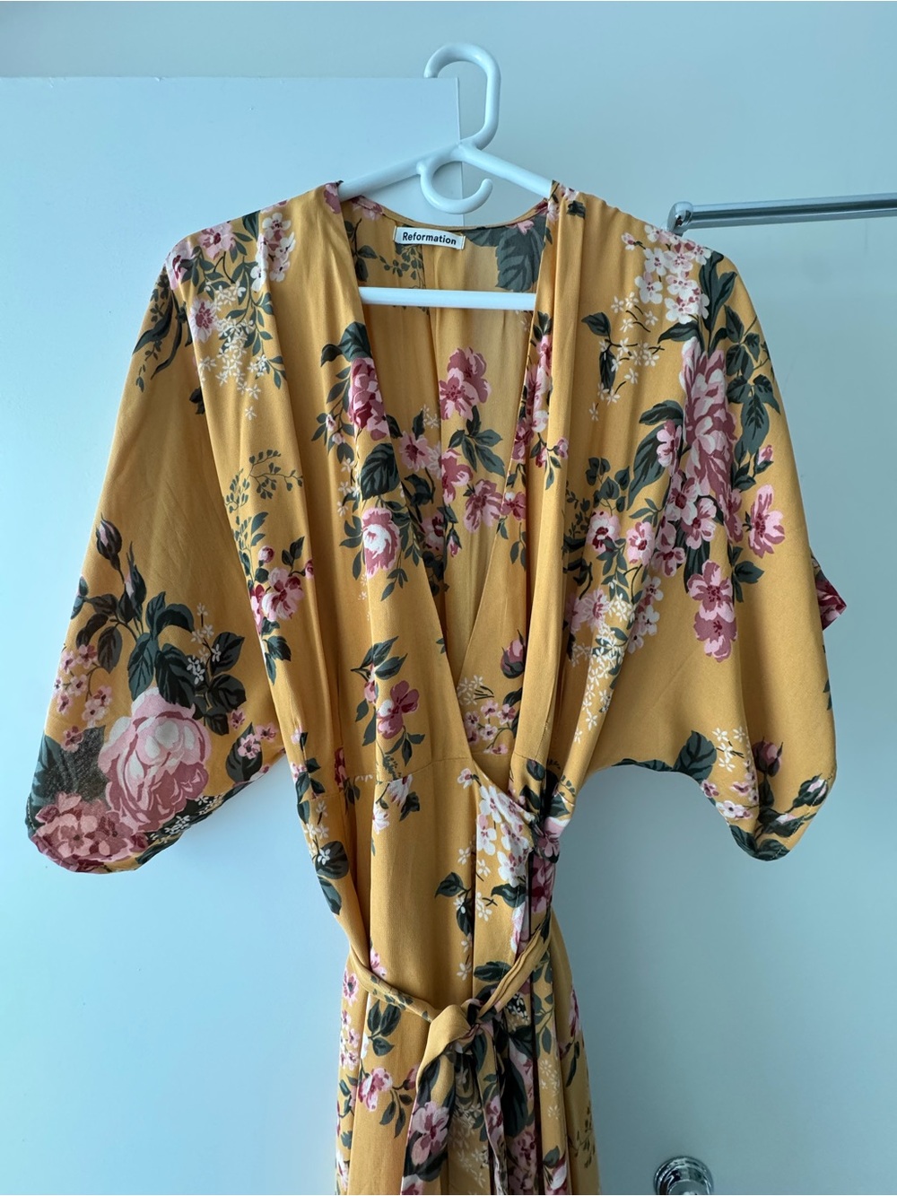 Reformation Mustard Yellow Floral Maxi Dress